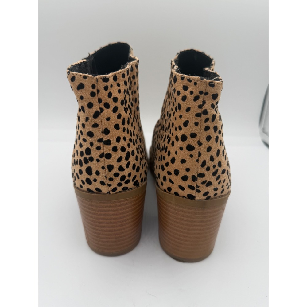 Old Navy Womens Cheetah Print Ankle Booties Faux Suede Block Heel Tan Black 11